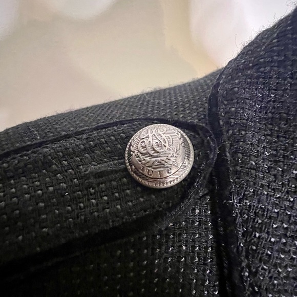 Juicy Couture black wool blend military style knee length winter pea coat med EC - Picture 6 of 10